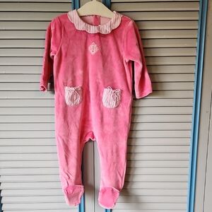 Jacadi Paris Pink Velour Footed Onesie